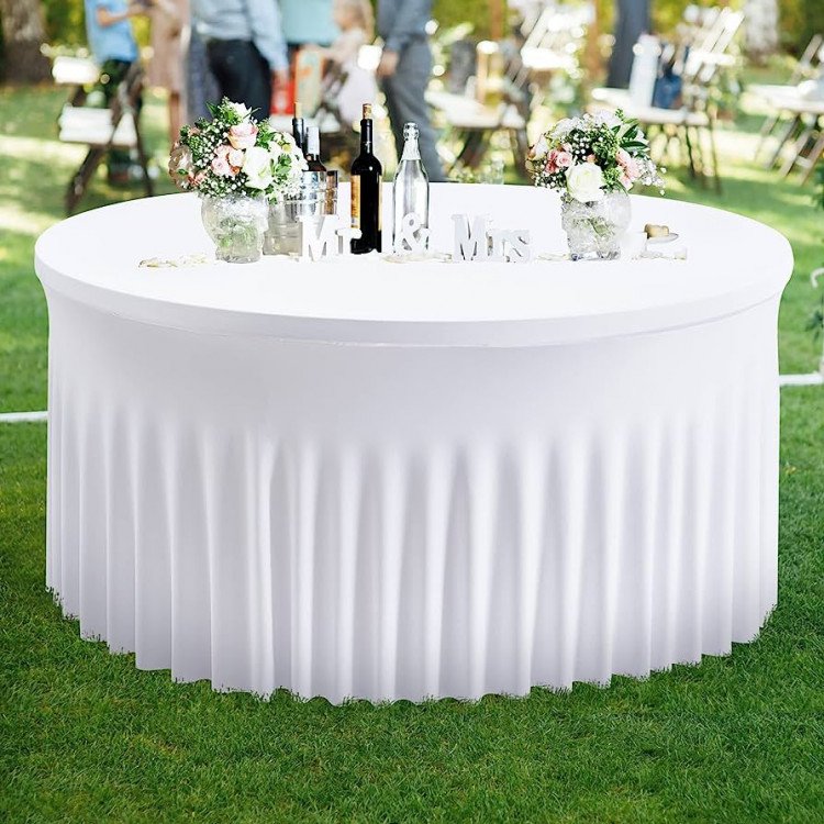 5ft White Stretch Non-Spandex Table Covers