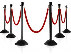 Red Velvet Stanchions, 6pcs Stanchion Set