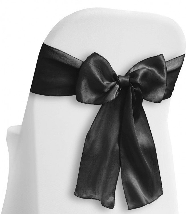 Black Ribbon Tie Back Sash